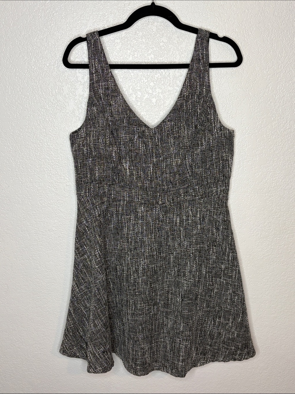 Lulus Gray Tweed Pinafore Mini Dress Size XL Preppy Dark Academia